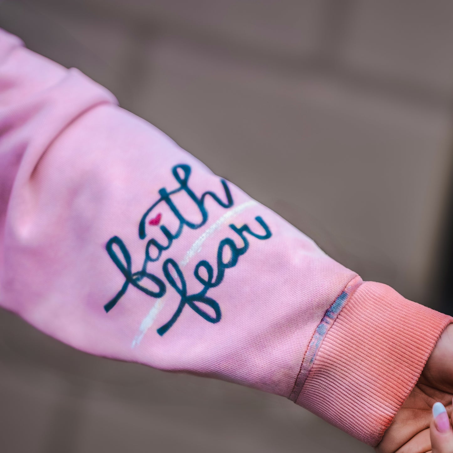 I HAVE NOTHING TO FEAR Hand-Painted Sweatshirt - Washed Coral