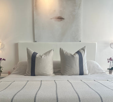 Side Stripe Linen Throw Pillow Cover ⎮ Natural Tan Charcoal