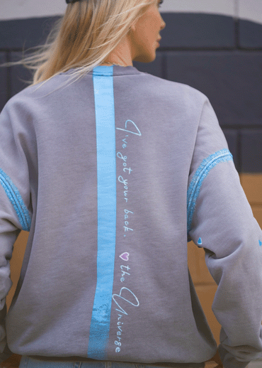 I GOT YOUR BACK 🩷 THE UNIVERSE Hand-Painted Sweatshirt - Carbon Grey