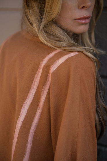 WARRIOR EYE Hand-Painted Linen Kimono ⎹ Windsor Tan