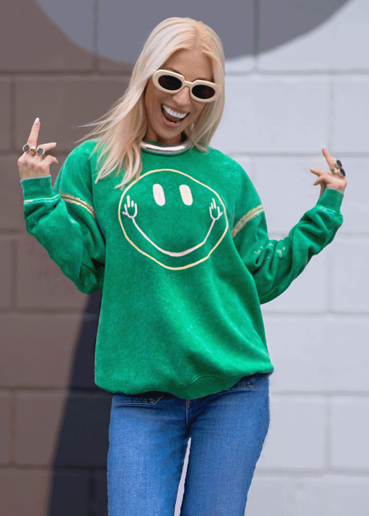 EVERYTHING IS GOING TO BE ALRIGHT Hand-Painted Sweatshirt - Washed Green