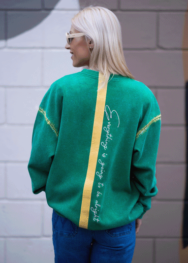EVERYTHING IS GOING TO BE ALRIGHT Hand-Painted Sweatshirt - Washed Green