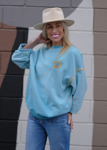 LOVE EACH OTHER Hand-Painted Sweatshirt - Washed Baby Blue