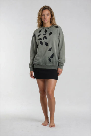 AS STRONG AS ABOVE, AS IS BELOW Hand-Painted Sweatshirt - Washed Moss