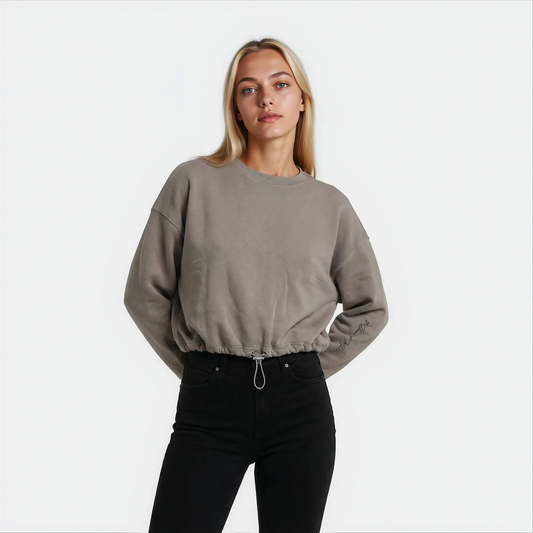 IVE GOT YOUR BACK Cropped Sweatshirt- Sandstone