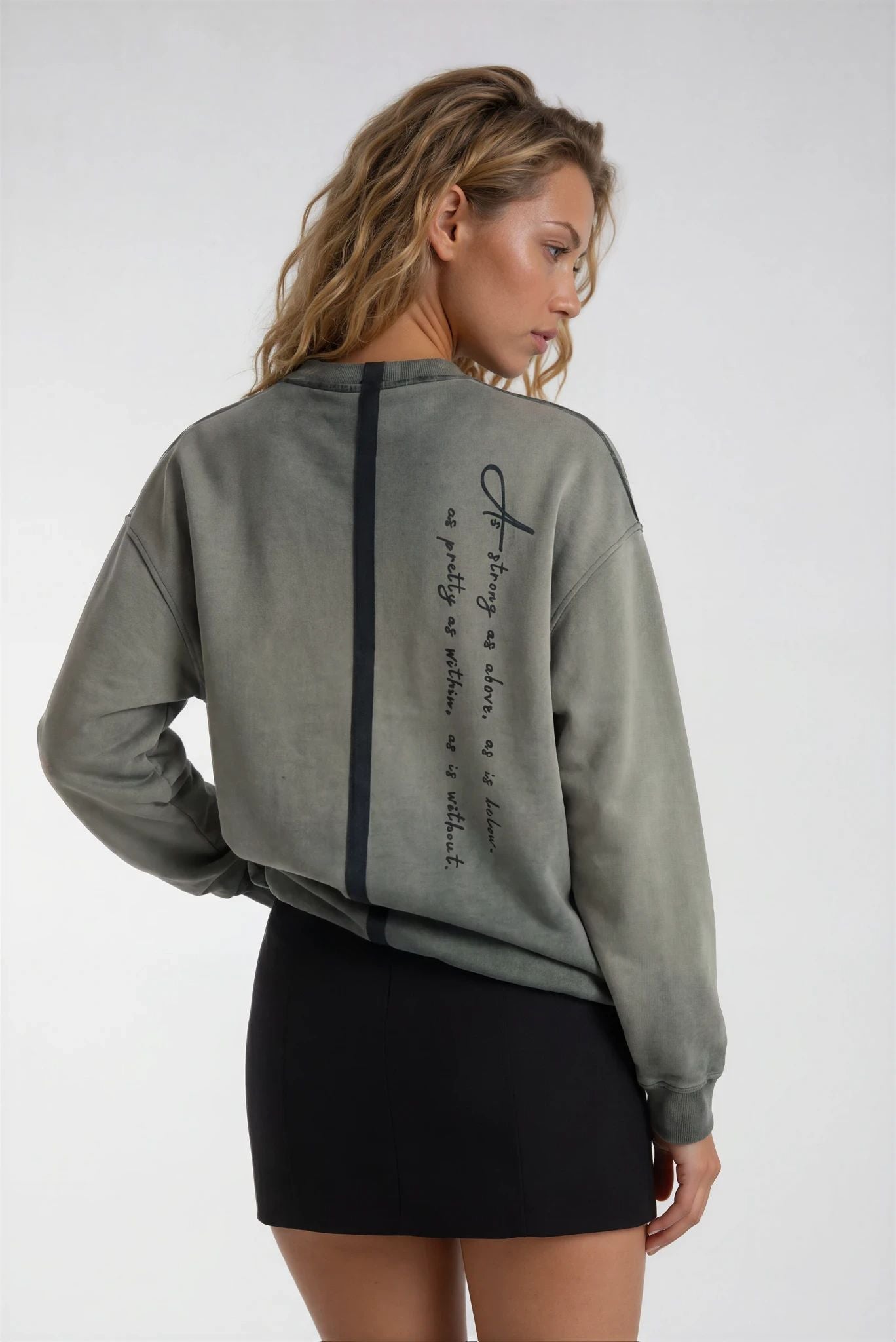 AS STRONG AS ABOVE, AS IS BELOW Hand-Painted Sweatshirt - Washed Moss