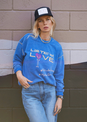 LAND THAT WE LOVE Hand-Painted Sweatshirt - Washed Blue