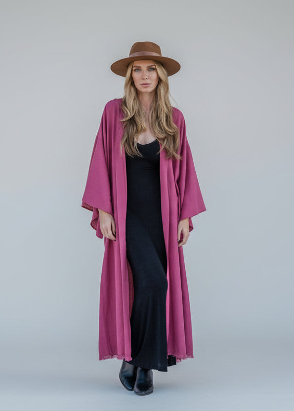 WARRIOR EYE Hand-Painted Kimono - Raspberry House of Malibu | Wearable Inspiration WARRIOR EYE Hand-Painted Kimono - Raspberry House of Malibu | Wearable Inspiration