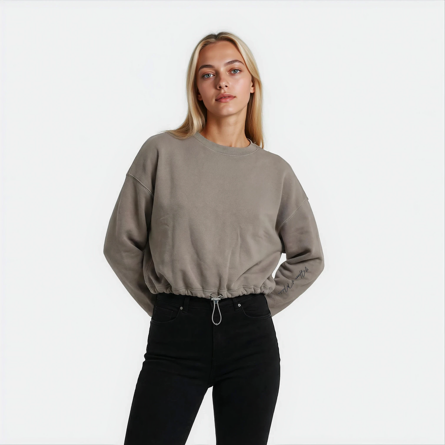 IVE GOT YOUR BACK Cropped Sweatshirt- Sandstone