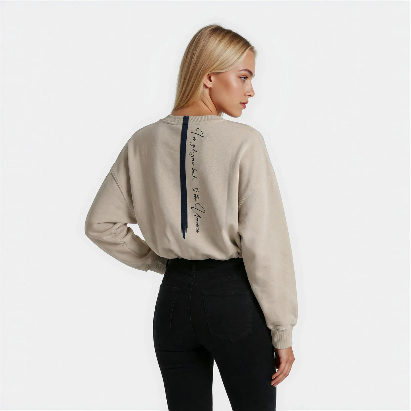 IVE GOT YOUR BACK Cropped Sweatshirt- Sandstone