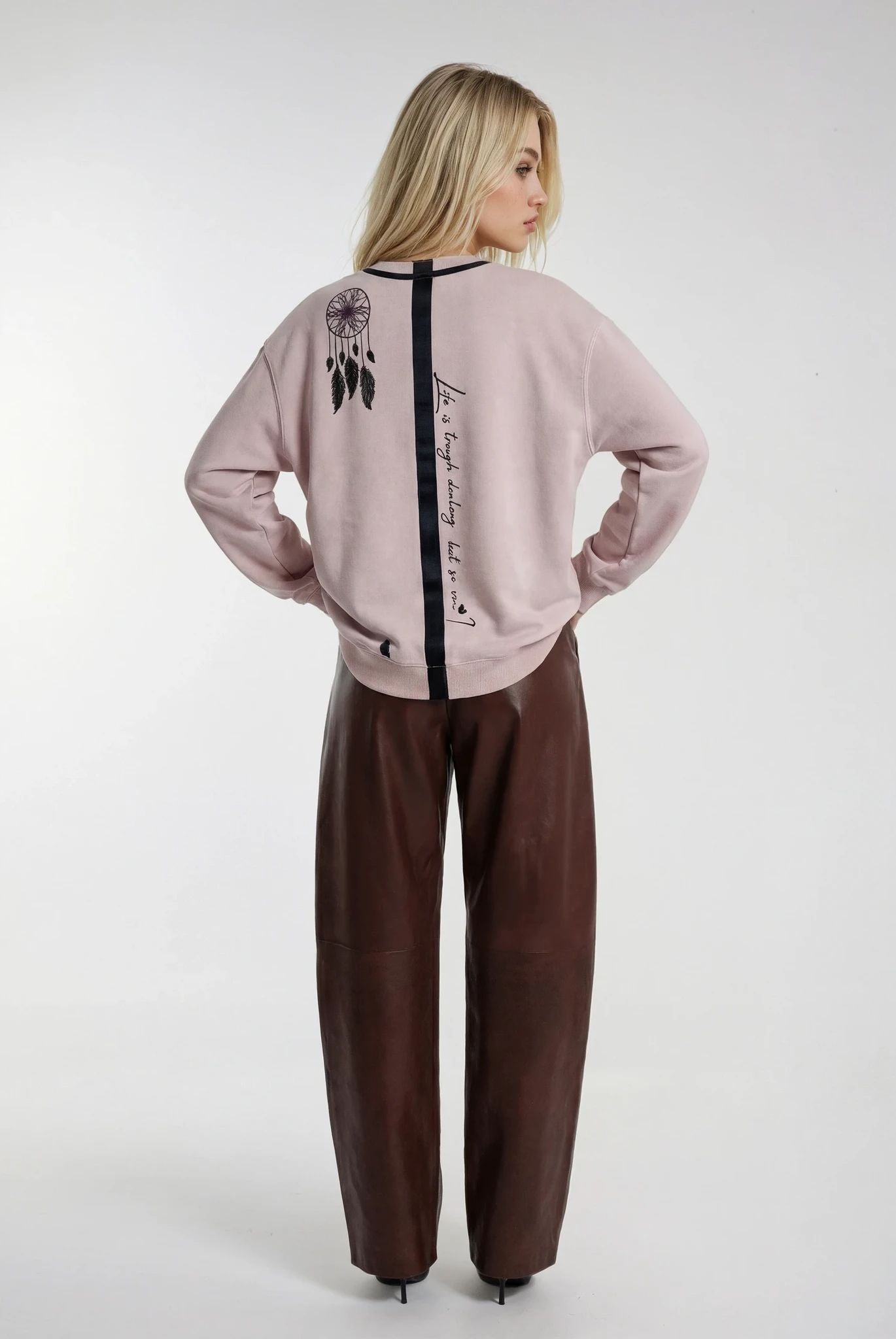 LIFE IS TOUGH DARLING Hand-Painted Dreamcatcher Sweatshirt - Lavender